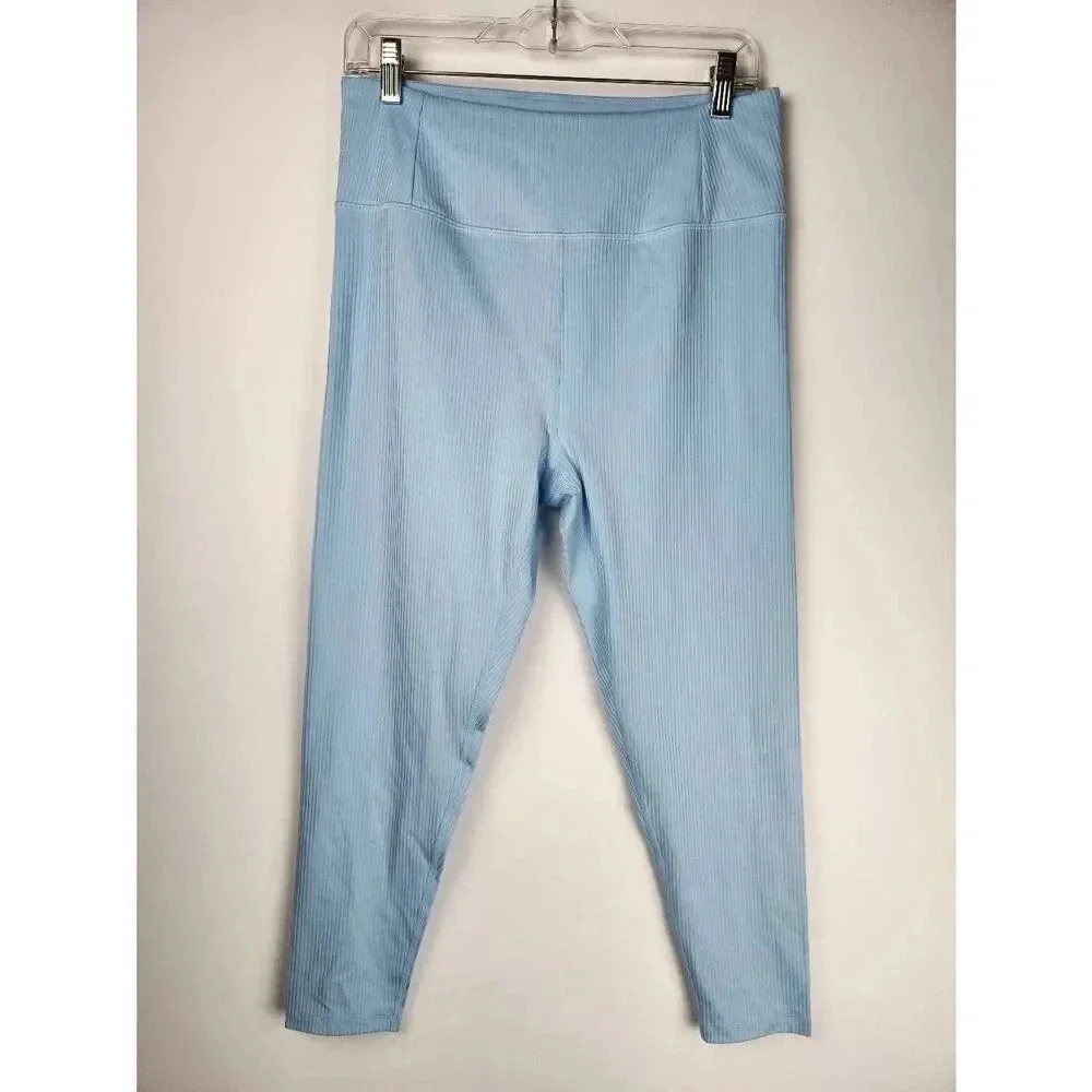 Girlfriend Collective Activewear Leggings Baby Blue Ribbed Size XL